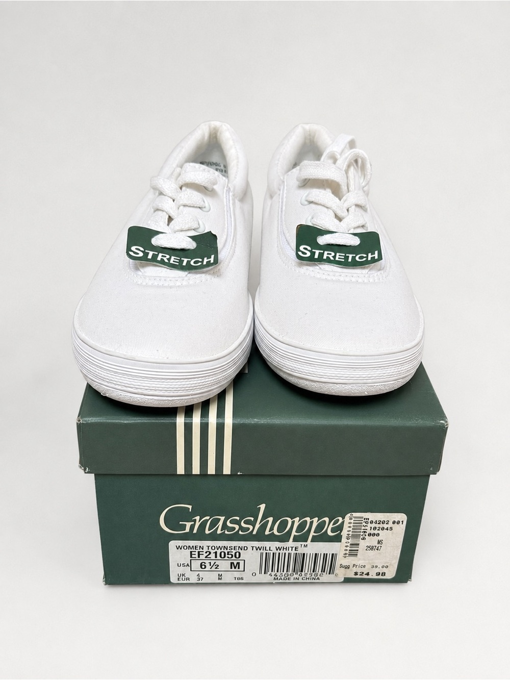 Grasshoppers Stretch White Canvas Sneakers Shoes Size 6.5 M NWT